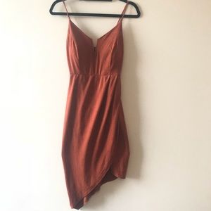 ⚡️Fashion Nova Asymmetrical Suede Dress in Rust⚡️